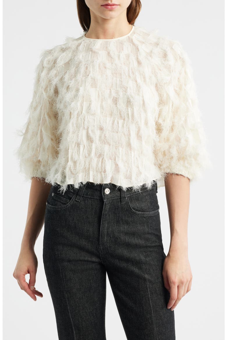 Baima Feather Jacquard Top, Main, color, OPEN WHT