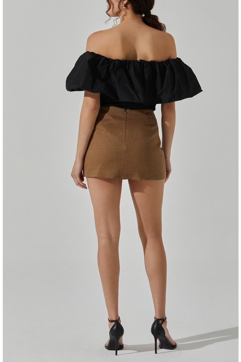 Ruffle Off the Shoulder Top, Alternate, color, BLACK
