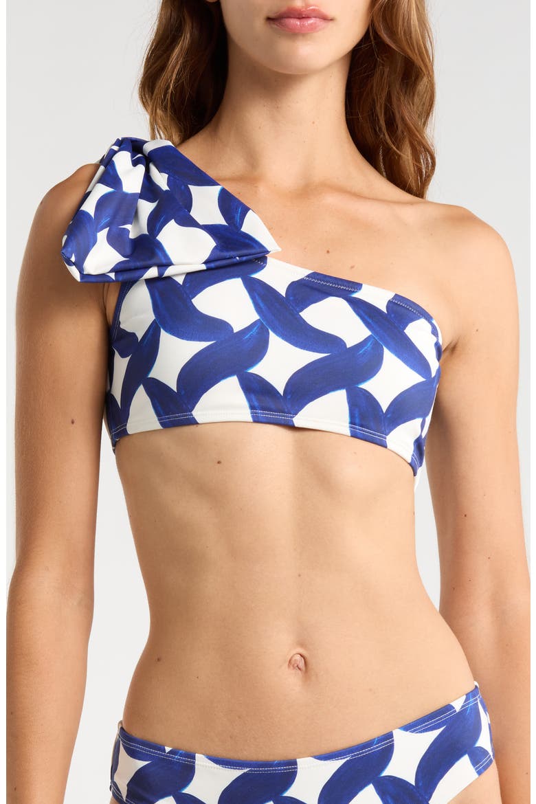Betsy One-Shoulder Bikini Top, Main, color, IVORY/BLUE