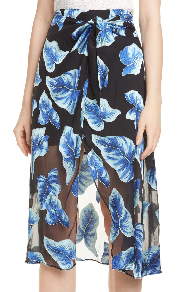 Alice + Olivia Lumi Tie Wrap Midi Skirt, Alternate, color, 