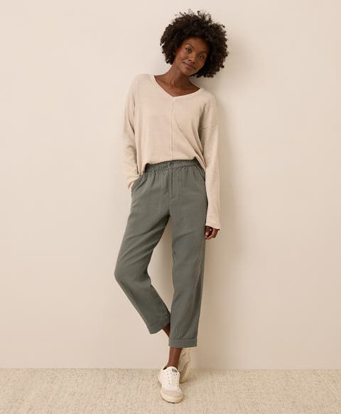 Organic Cotton Coastal Double Gauze Rolled Cuff Pant