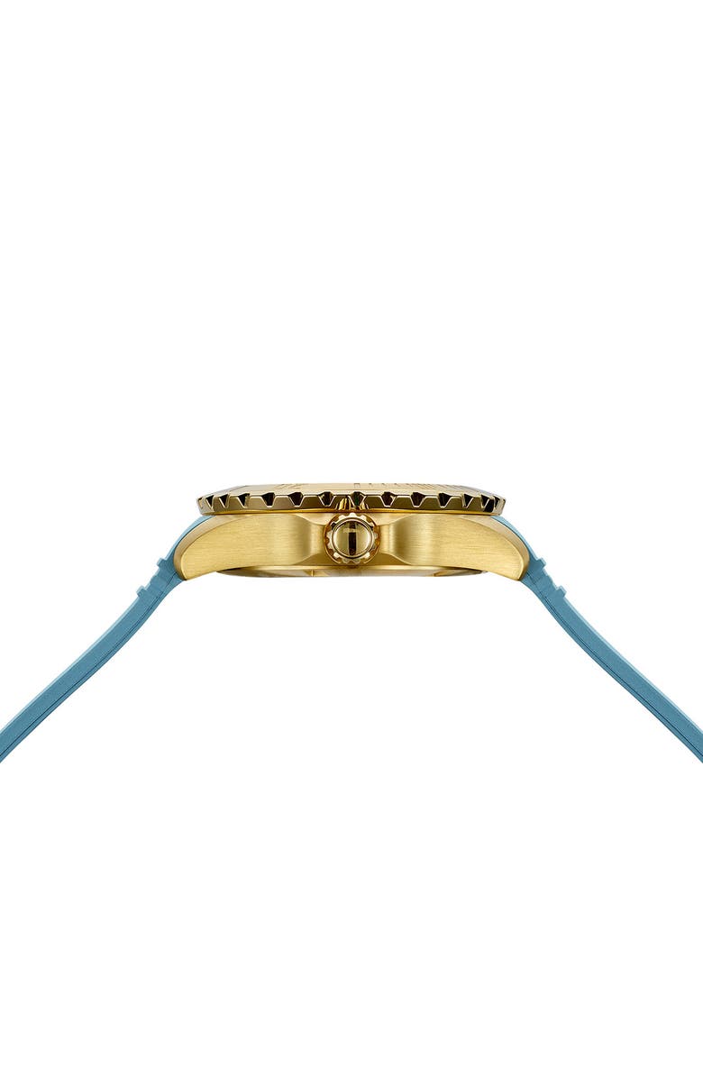 BALMAIN WATCHES Ophrys Rubber Strap Watch, 34.5mm, Alternate, color, Blue Rubber Yellow Gold Pvd