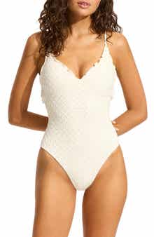 Seafolly Daydreamer Deep V-Neck One-Piece Swimsuit