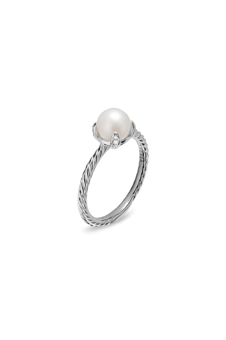 Pearl Classics Ring in Sterling Silver with Diamonds, 2mm, Alternate, color, SILVER PAVE