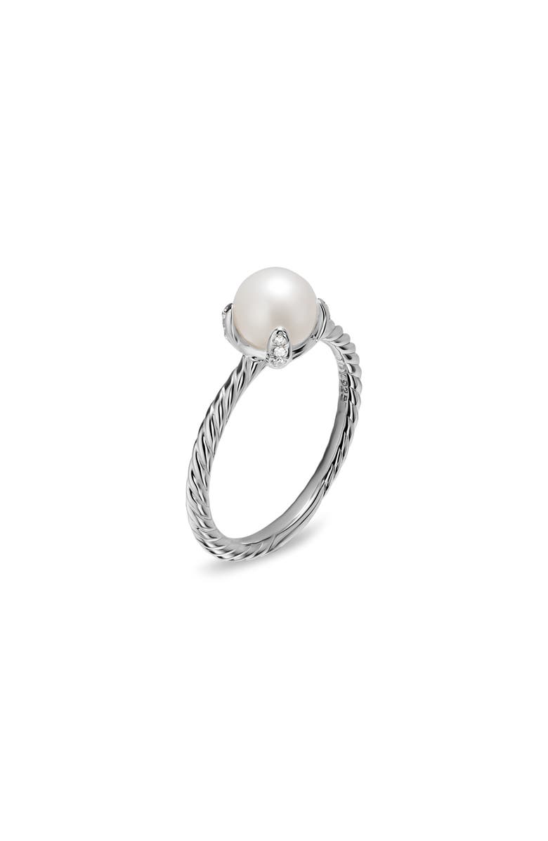 David Yurman Pearl Classics Ring in Sterling Silver with Diamonds, 2mm, Alternate, color, Silver Pave
