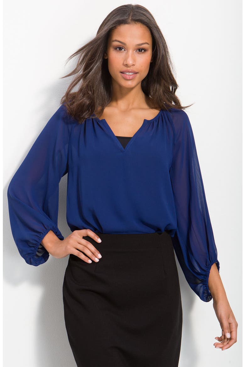 'Bohemian' Chiffon Blouse, Main, color, BLUE DEPTHS