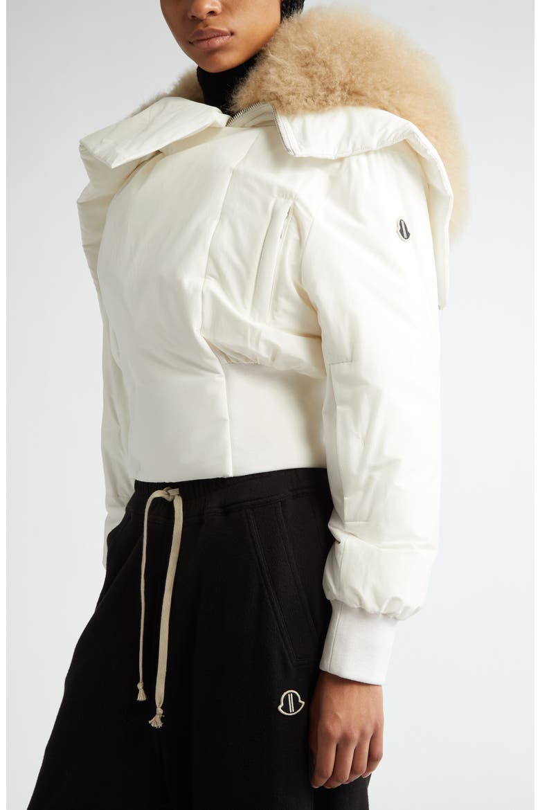 Alice Short Down Parka with Genuine Goat Hair Trim, Alternate, color, 001-WHITE
