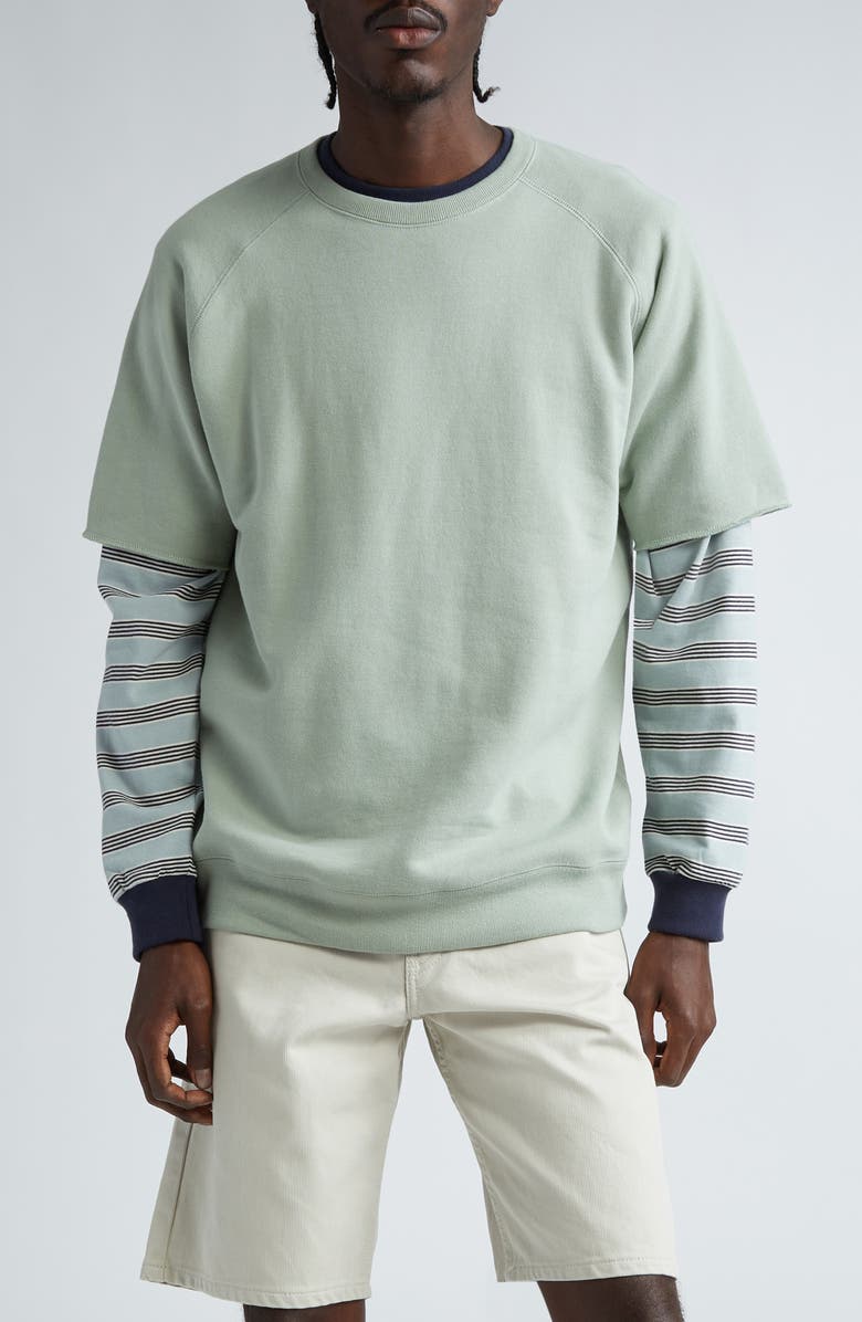 BEAMS Stripe Long Sleeve Cotton Pocket T-Shirt, Main, color, 