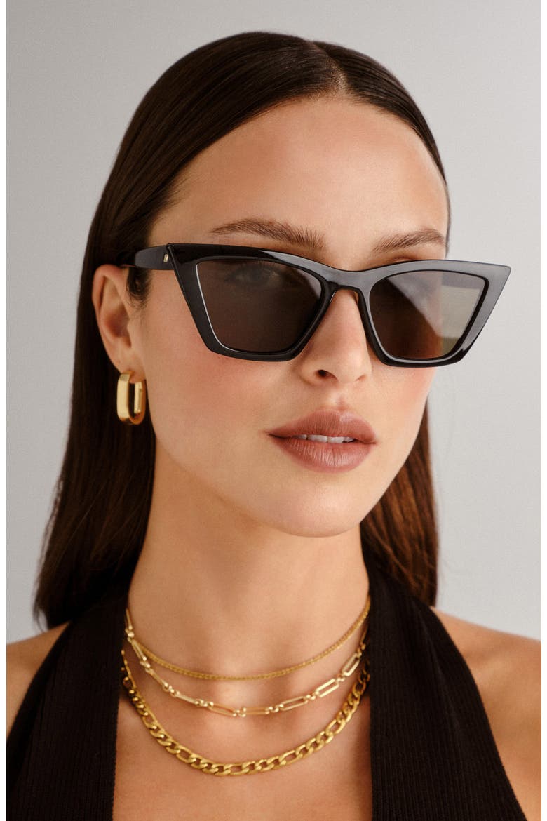 Velodrome 54mm Cat Eye Sunglasses, Alternate, color, BLACK