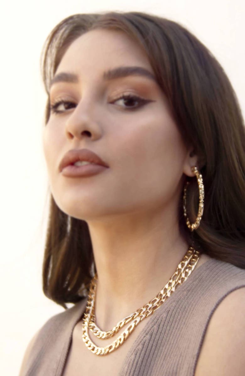 Ettika Chain Link Hoop Earrings, Alternate, color, 