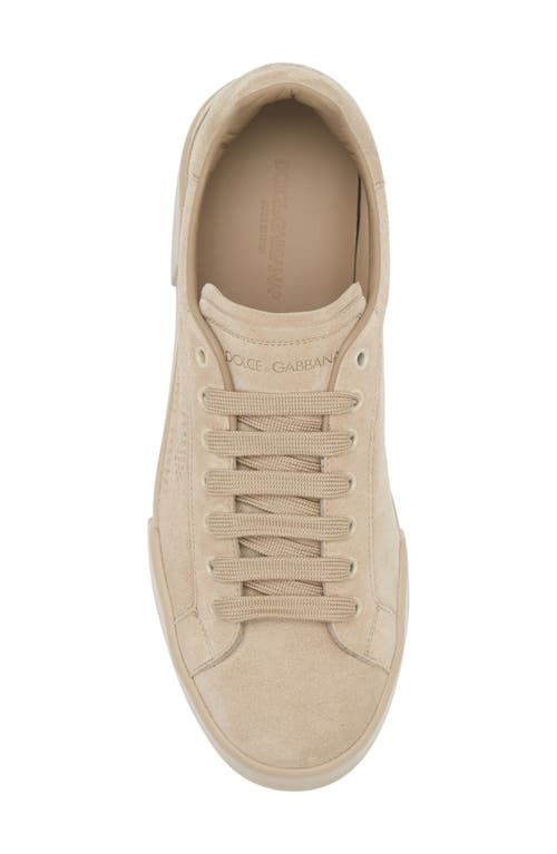 Dolce & Gabbana Dolce&gabbana Perforated Logo Low Top Sneaker In 80703-sabbia