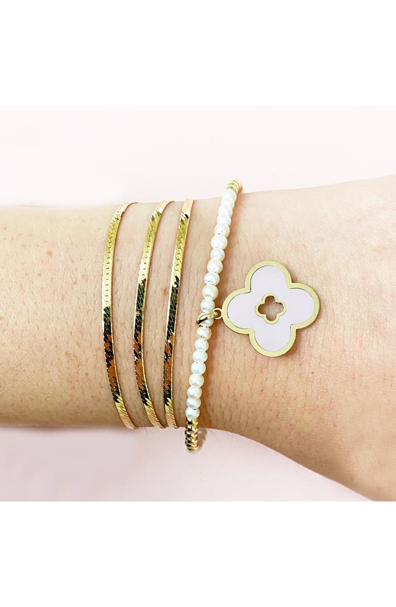 The Lovery Fine Jewelry Pink Pearl Clover Cut Out Charm, Alternate, color, Pink Pearl