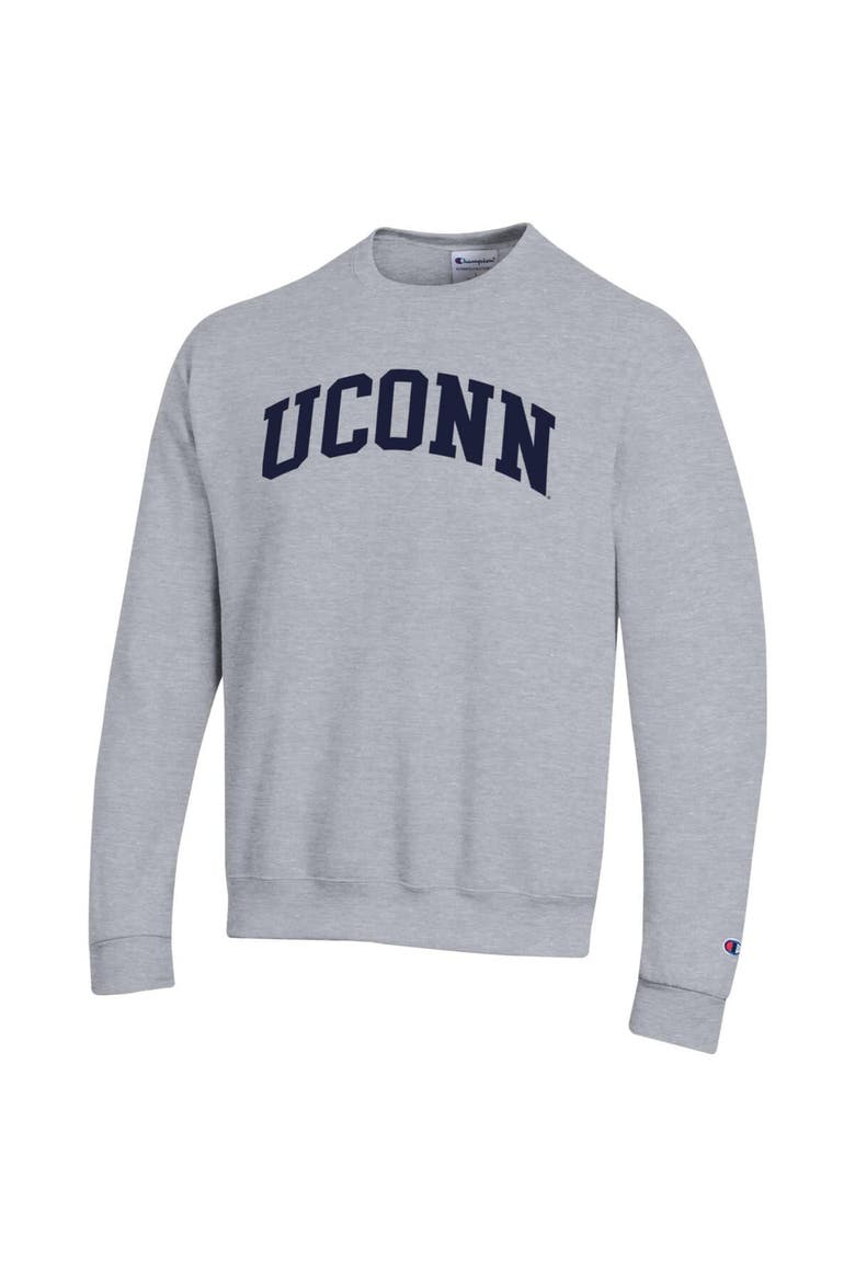 Men's Champion  Heather Gray UConn Huskies Basic Arch Fleece Pullover Sweatshirt, Alternate, color, Heather Gray