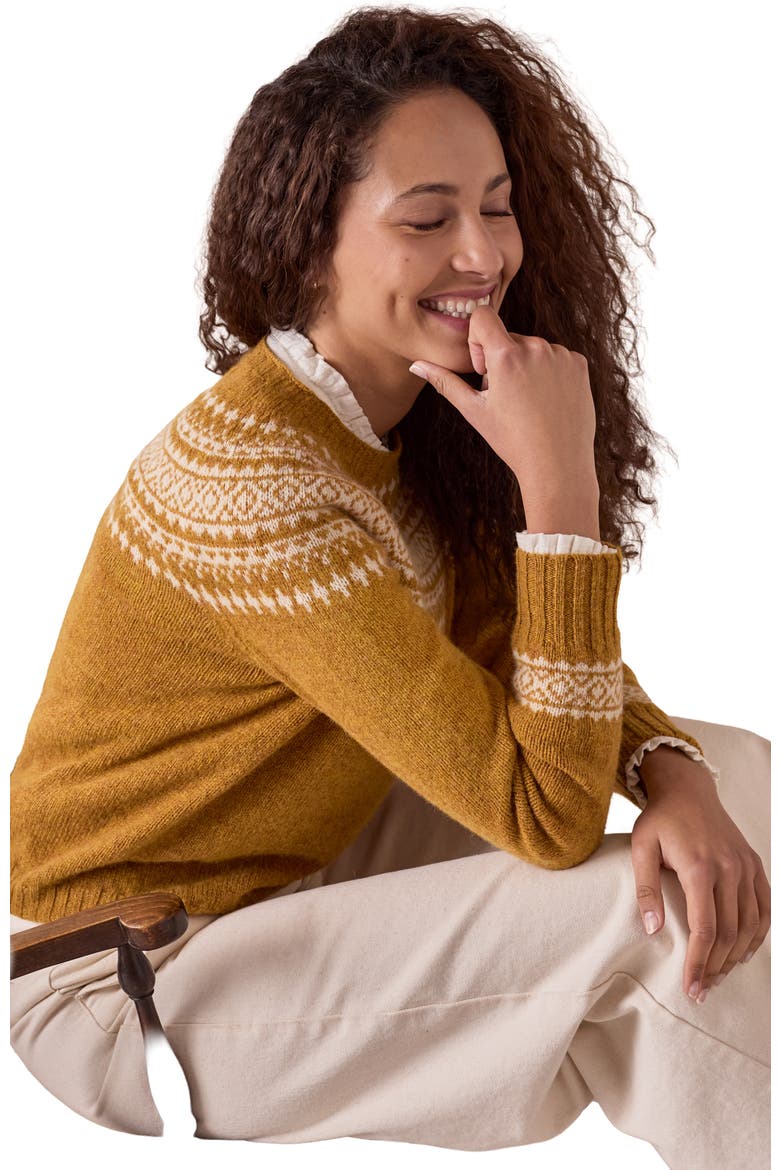 Highlands Two-toned Crew Neck Sweater, Alternate, color, Golden Yellow