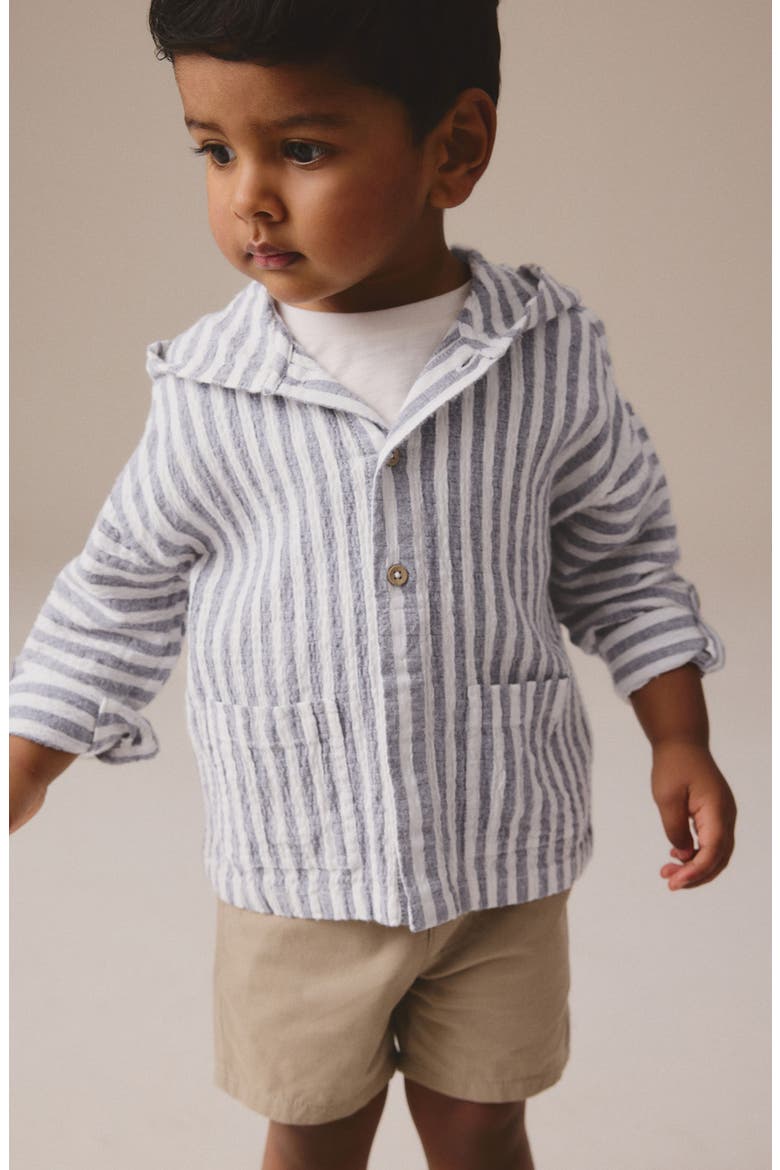 Kids' Stripe Hooded Shirt Jacket, Alternate, color, GREY