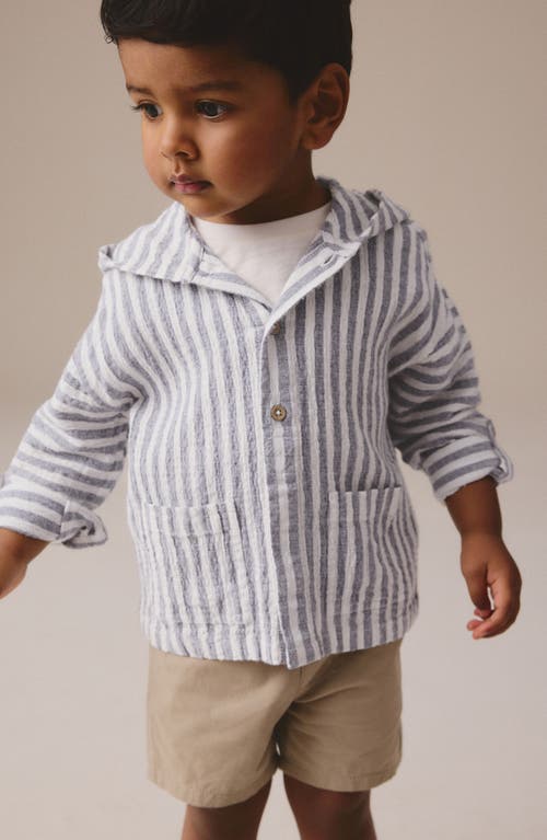 Next Kids' Stripe Hooded Shirt Jacket