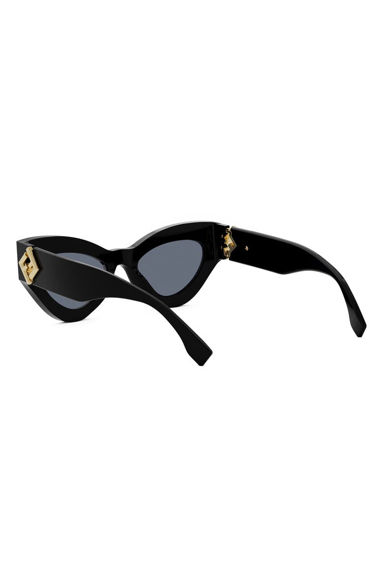 Fendi FF Diamonds 52mm Cat Eye Sunglasses, Alternate, color, Shiny Black / Blue