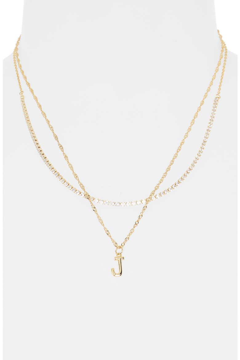 Initial & Cubic Zirconia Necklace Set, Alternate, color, J- CLEAR- GOLD