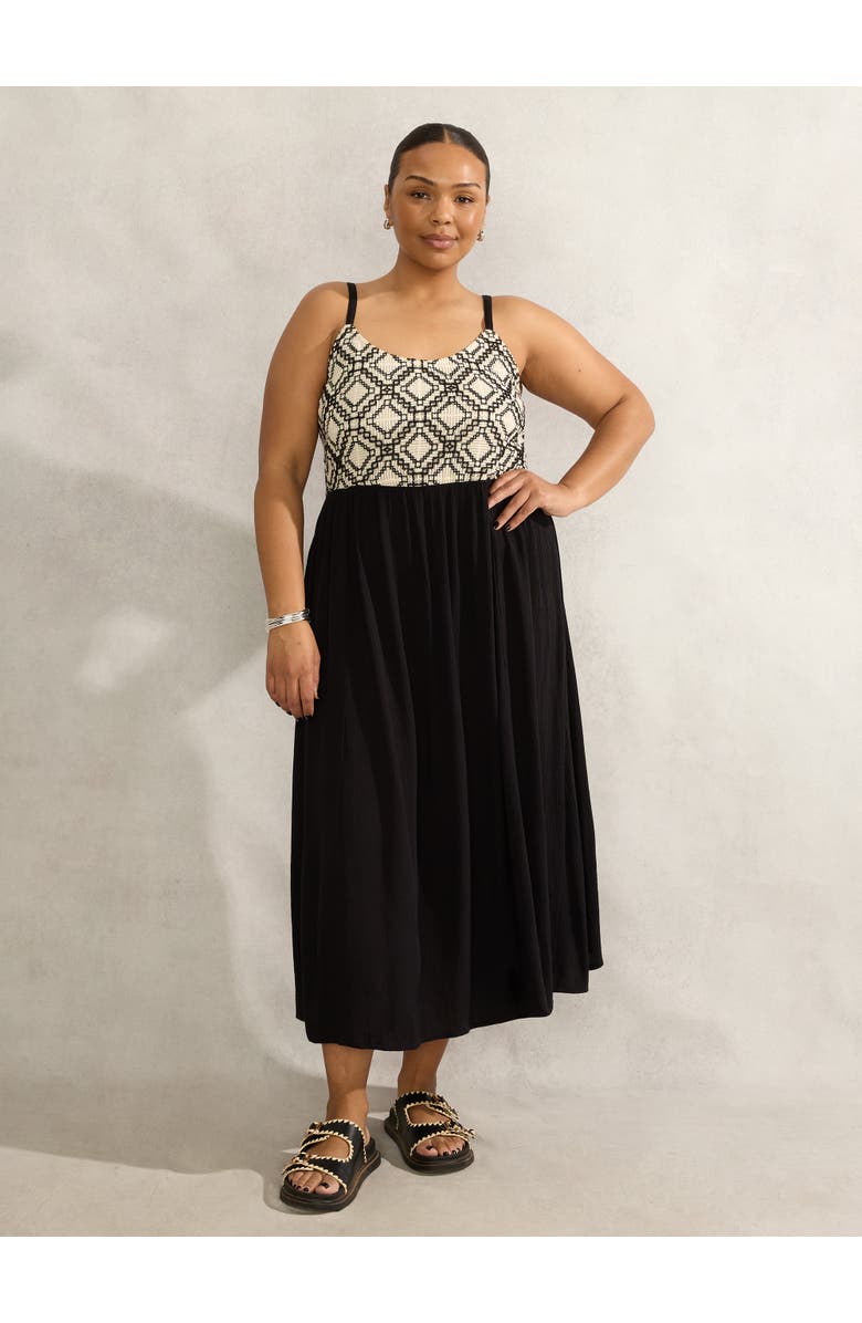 Live Unlimited Crinkled Crochet Dress, Alternate, color, Black