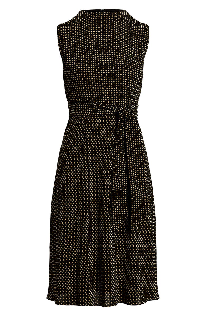 Lauren Ralph Lauren Belted Sleeveless Bubble Crepe Dress, Alternate, color, 