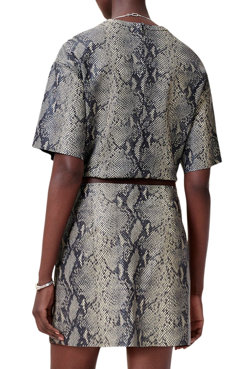 AllSaints Renai Crop Snakeskin Embossed Leather Skirt, Alternate, color, 