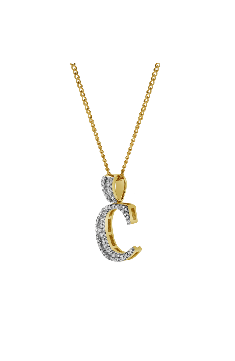 LuvMyJewelry C Initial Diamond Pendant 10K Yellow Gold - 0.63 Carats, Alternate, color, 10K Yellow Gold -