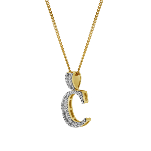 Luvmyjewelry C Initial Diamond Pendant 10k Yellow Gold In 10k Yellow Gold -