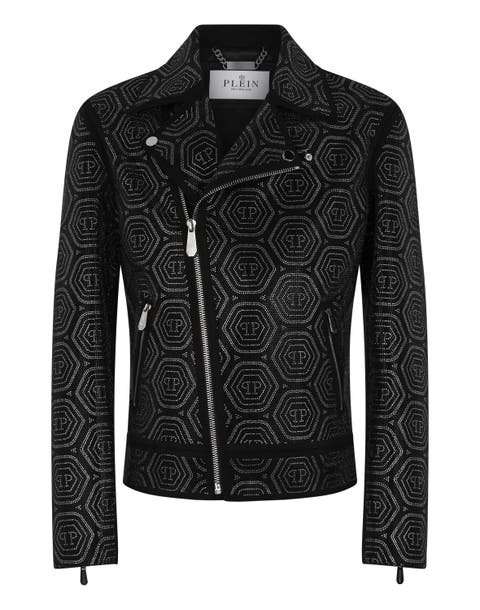 Suede Biker Jacket Monogram Stones Men