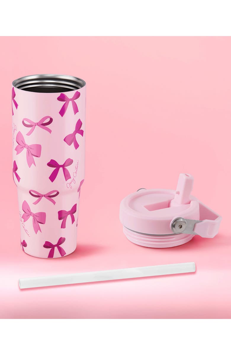 Juicy Couture 30-Ounce Stainless Steel Flip Sip Water Tumbler, Alternate, color, Tossed Pink Bows