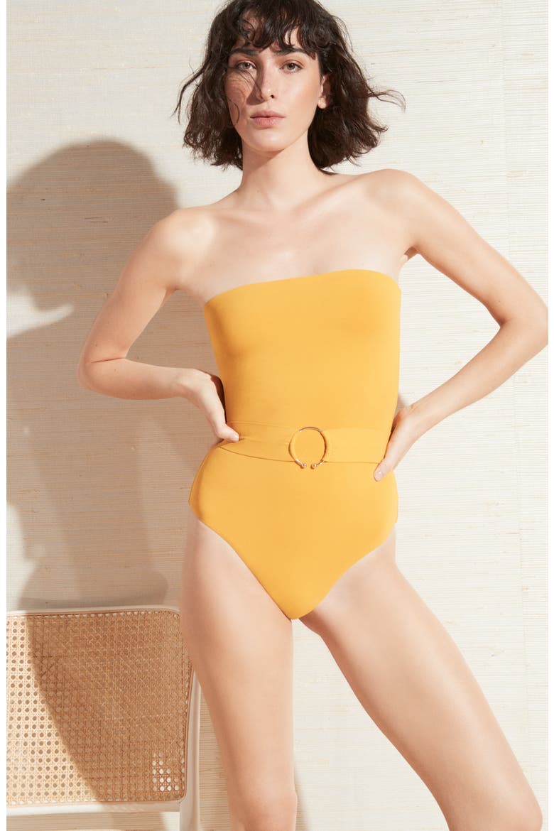 Luca Belted One-Piece Swimsuit, Alternate, color, BLACK
