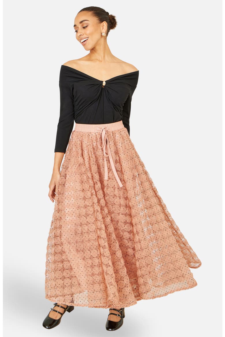 Spot And Rose Tulle Skirt, Alternate, color, Blush