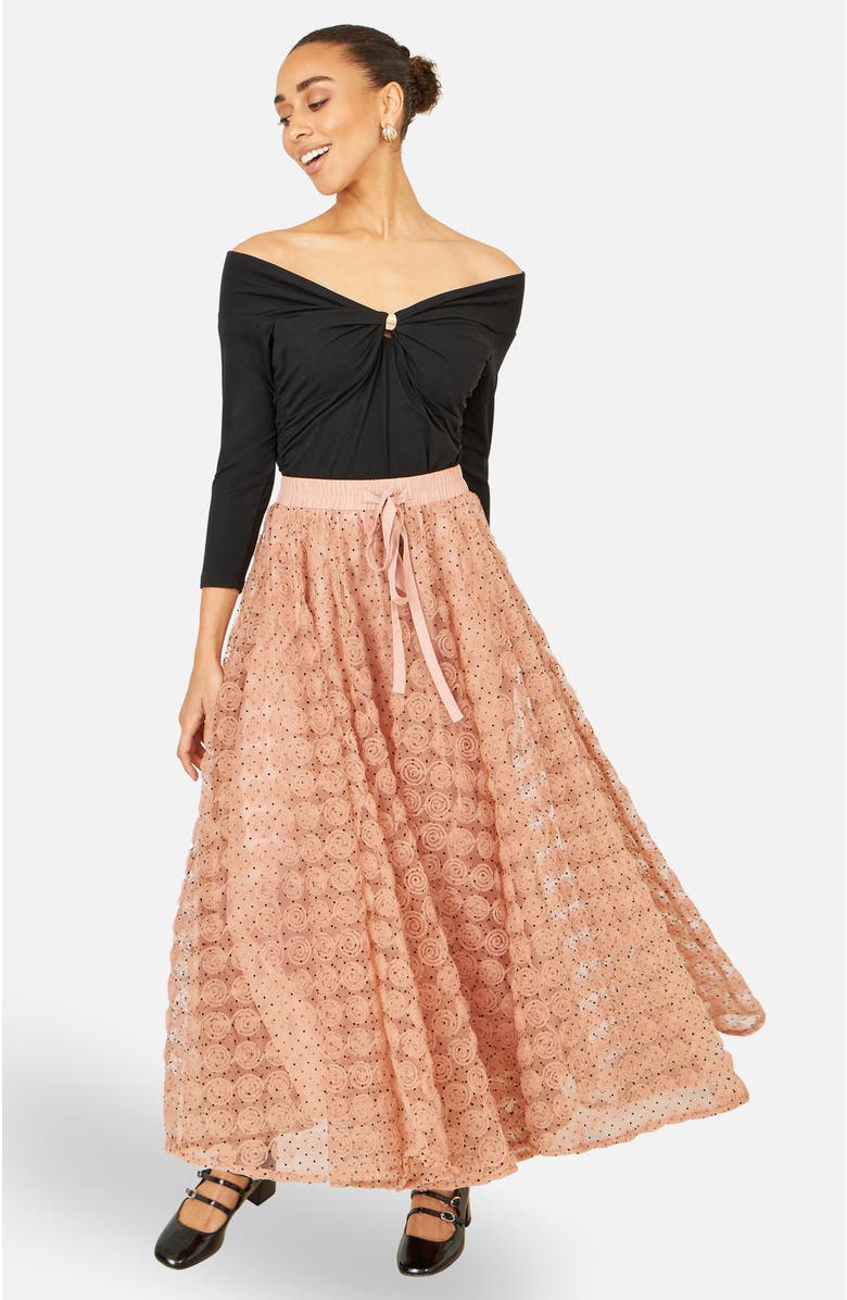Yumi Spot And Rose Tulle Skirt, Alternate, color, Blush