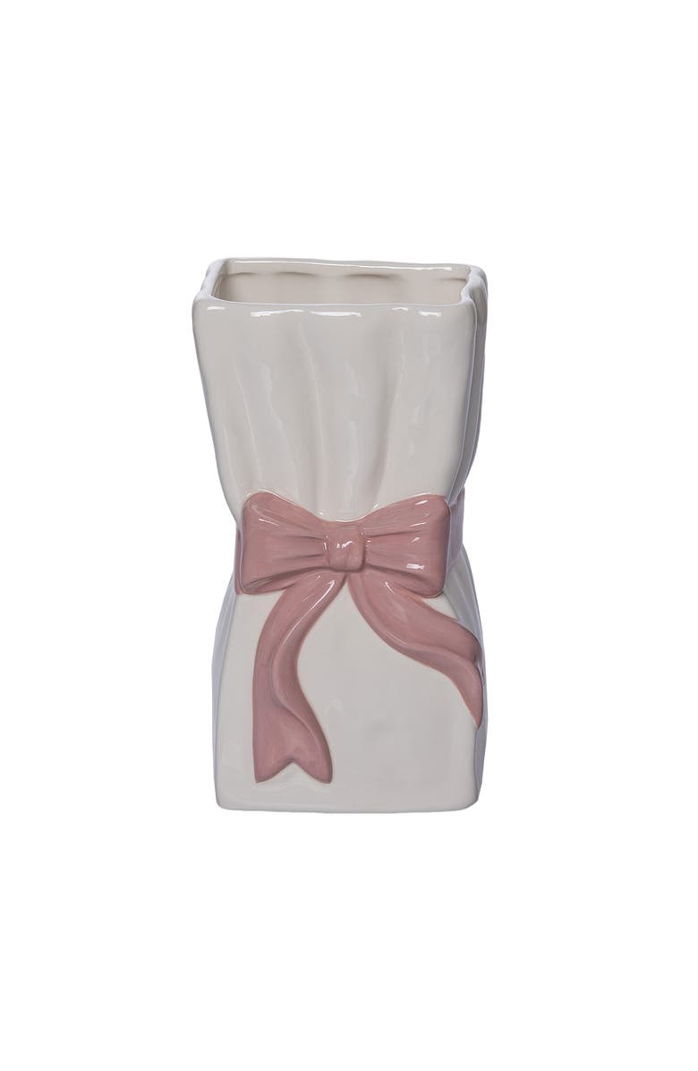 Transpac Dolomite Ribbon Pink Vase for Floral Display and Home Decor, Main, color, Multicolored