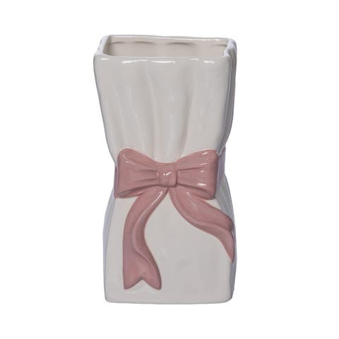 Dolomite Ribbon Pink Vase for Floral Display and Home Decor