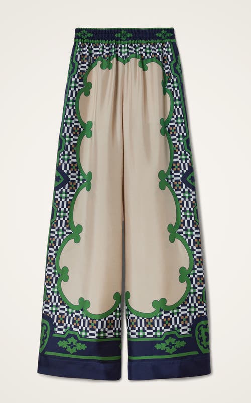 La Doublej Printed Silk Twill Palazzo Pants In Multi