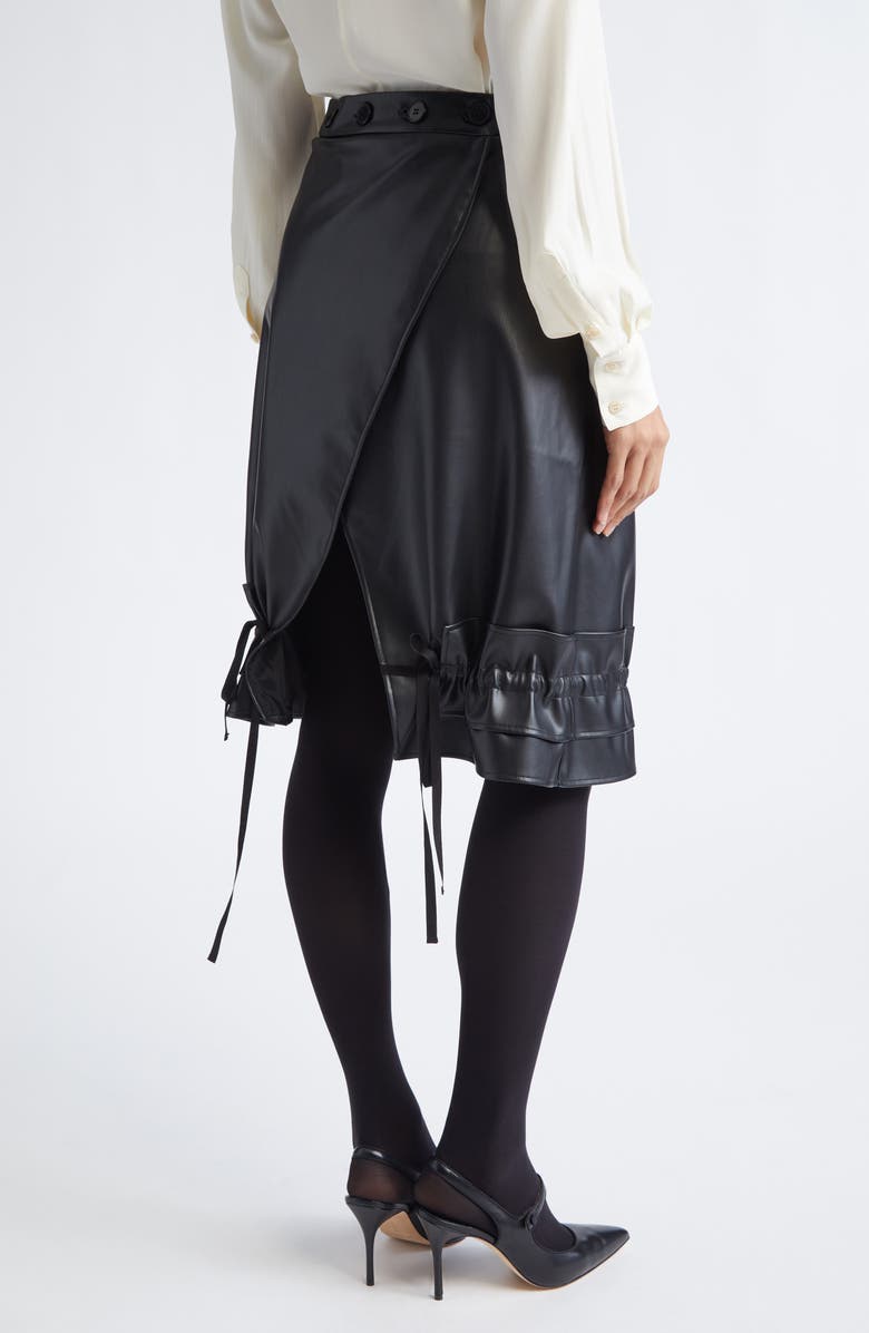 renaissance renaissance Natasha Faux Leather Wrap Skirt, Alternate, color, Black Leather