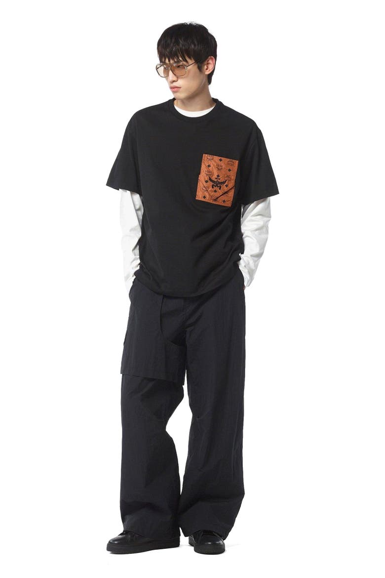 Monogram Patch Pocket T-Shirt in Organic Cotton, Main, color, Black