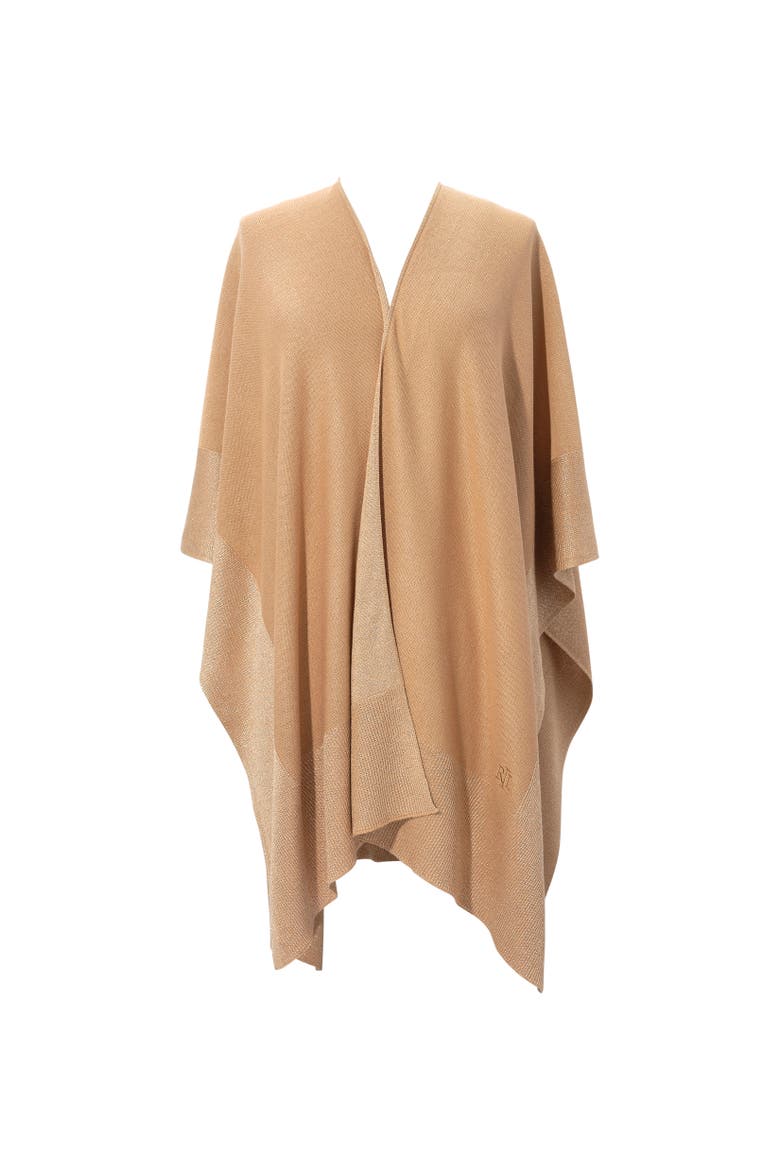 Shine Border Tissue Weight Ruana, Main, color, Birch Tan/Gold