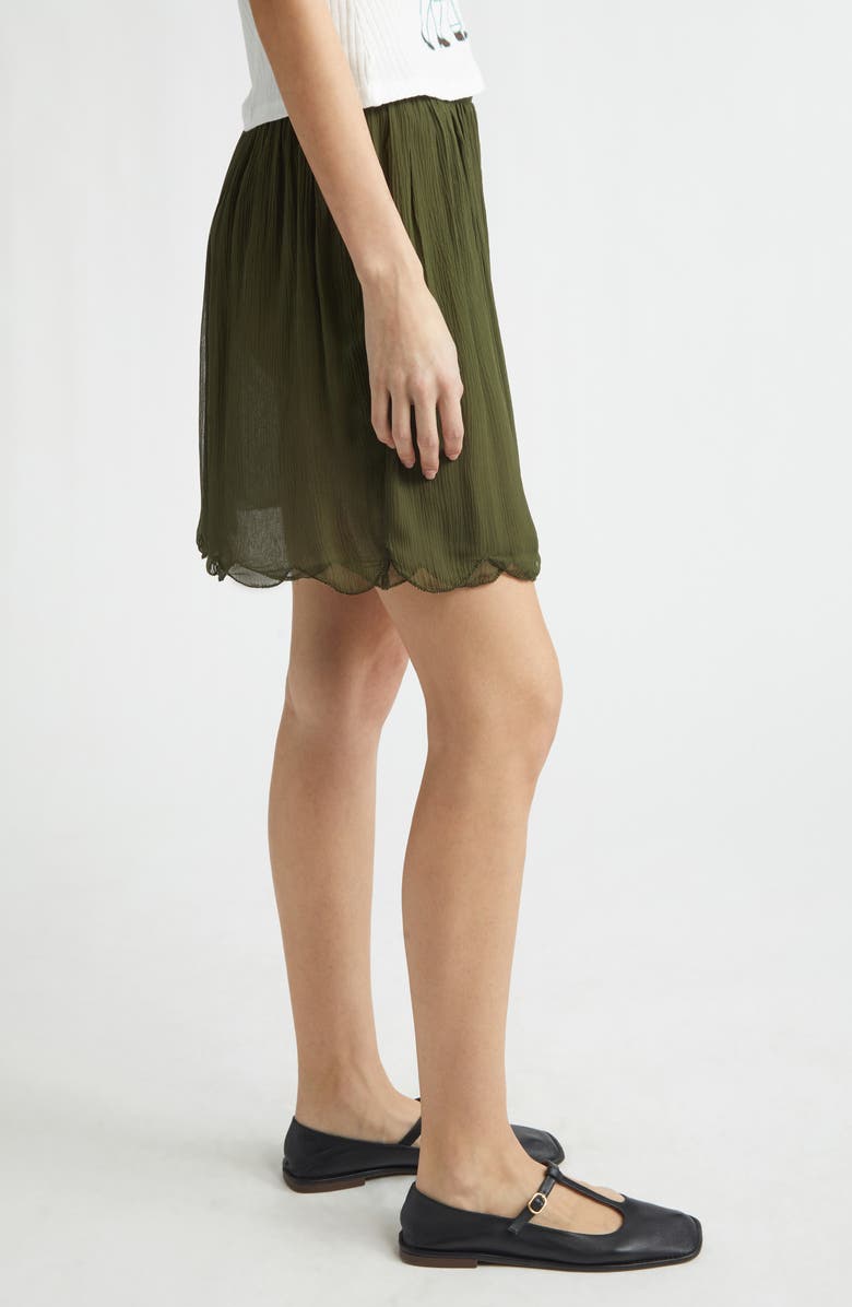 Bode Mab Button Silk Georgette Skirt, Alternate, color, Olive