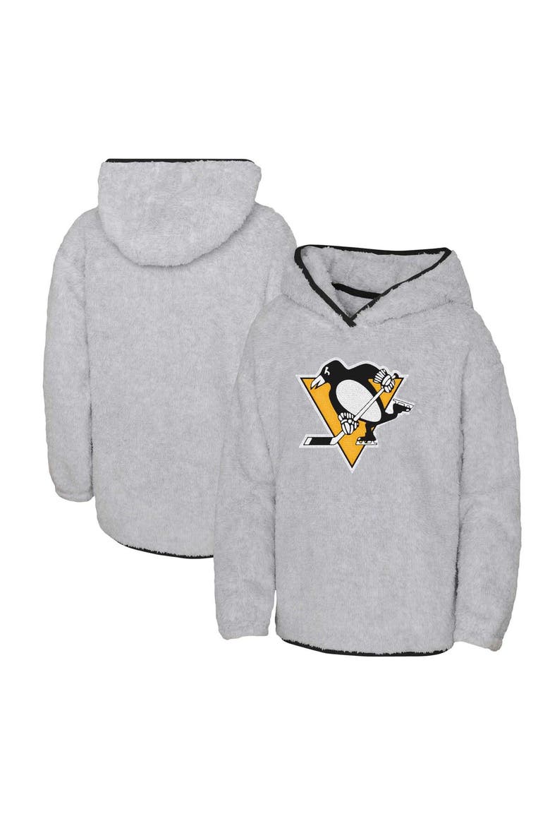 Girls Youth Heather Gray Pittsburgh Penguins Ultimate Teddy Fleece Pullover Hoodie, Alternate, color, Heather Gray