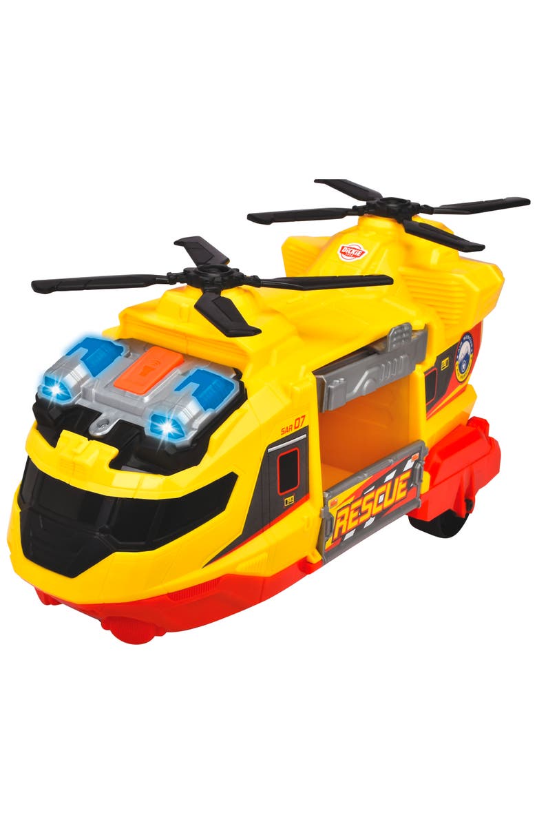 Dickie Toys Rescue Helicopter Yellow & Red 11" Light & Sound Toy Vehicle,3+, Alternate, color, Multicolored