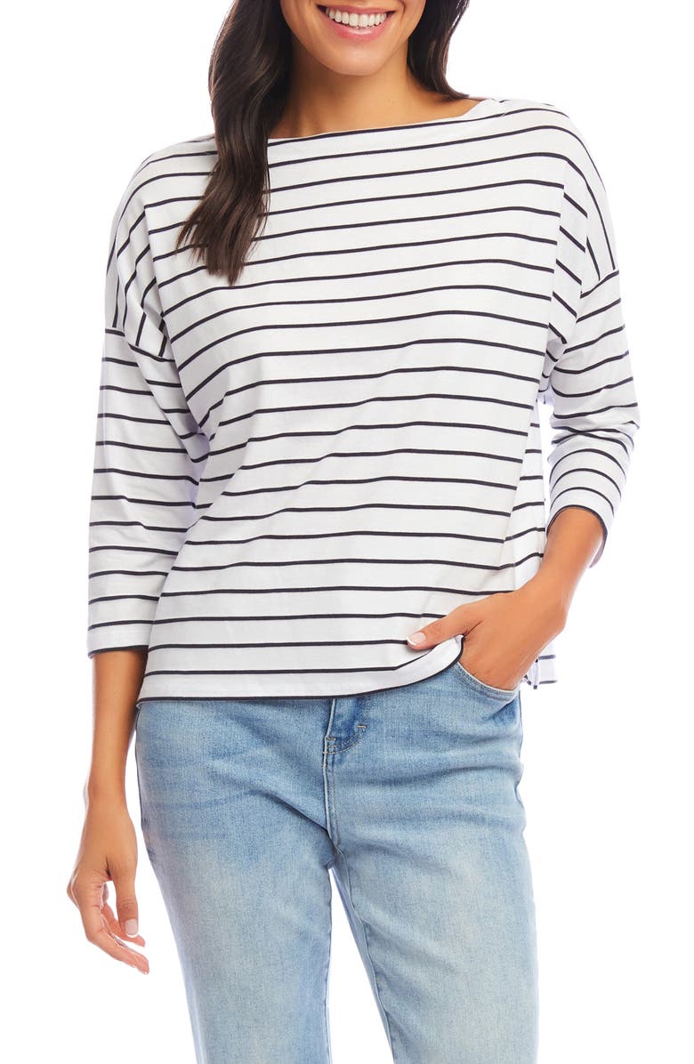 Karen Kane Stripe Boat Neck T-Shirt, Main, color, 