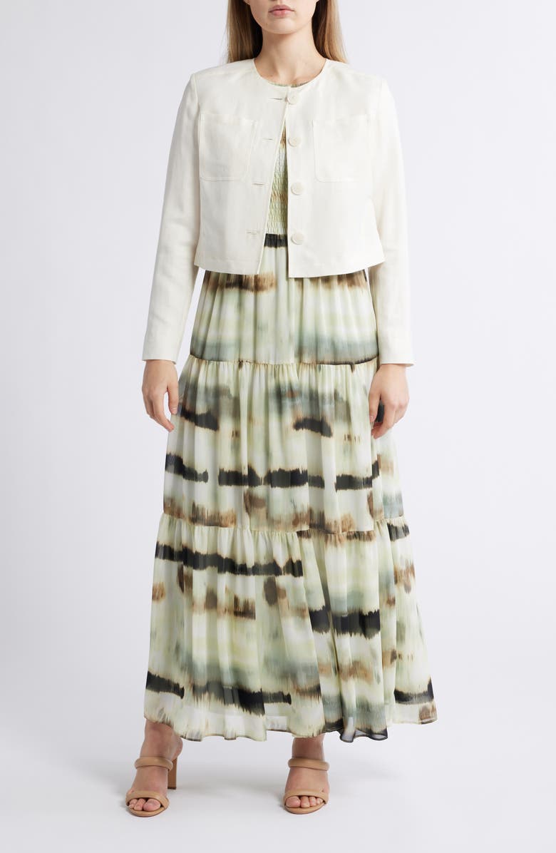 Anne Klein Linen Blend Button Front Jacket, Alternate, color, 