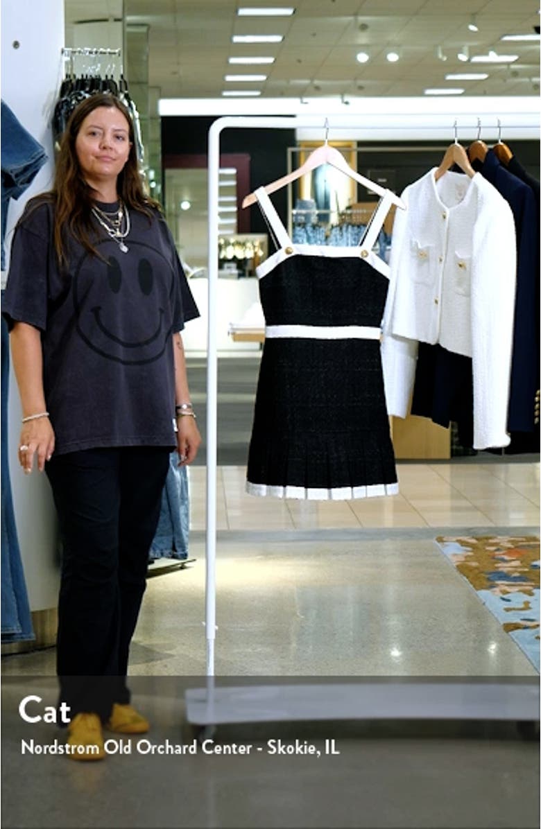 Clarine Contrast Trim Pleated Tweed Minidress, sales video thumbnail