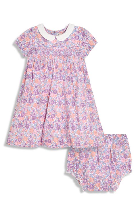 Tropical Floral Smocked Dress & Bloomers Set (Baby)