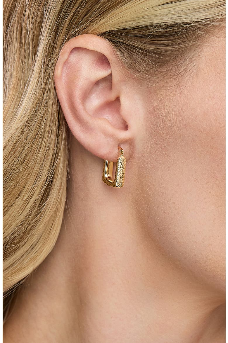 14K Gold Textured Hoop Earrings, Alternate, color, 14K YELLOW GOLD