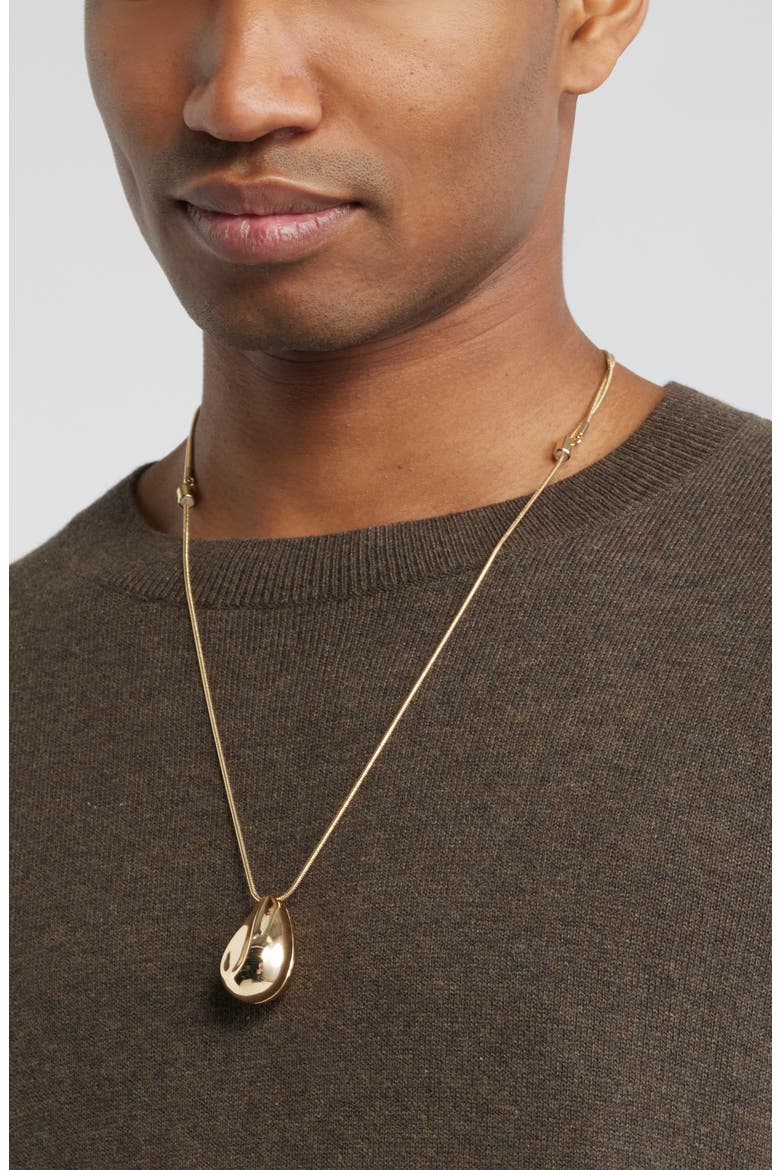 Polished Teardrop Pendant Necklace, Alternate, color, GOLD