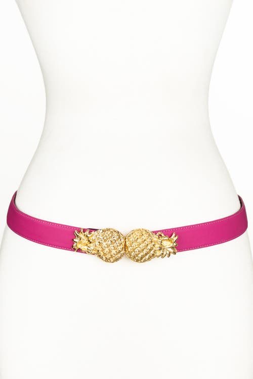 Raina Belts Pineapple Buckle Leather Belt In Pink