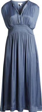 Nordstrom Smocked Satin Maxi Dress
