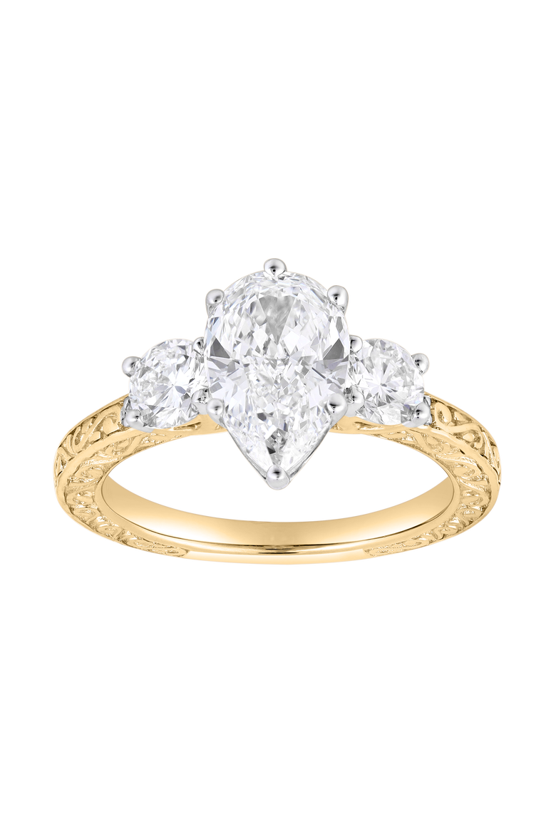 Orlina 14K Gold 2.65 Ct Pear Lab Grown Diamond Engagement Ring, Main, color, 14K Yellow Gold